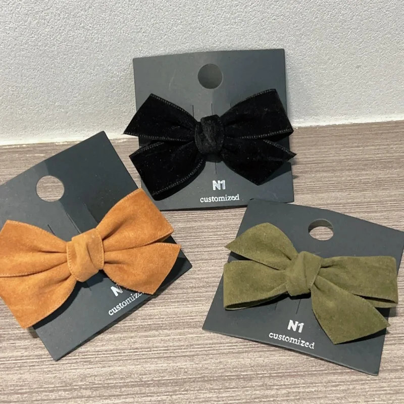 Vintage Autumn Winter New Suede Temperament Velvet Fabric Bow Hair Clip Duck Beak Clip Hair Accessories