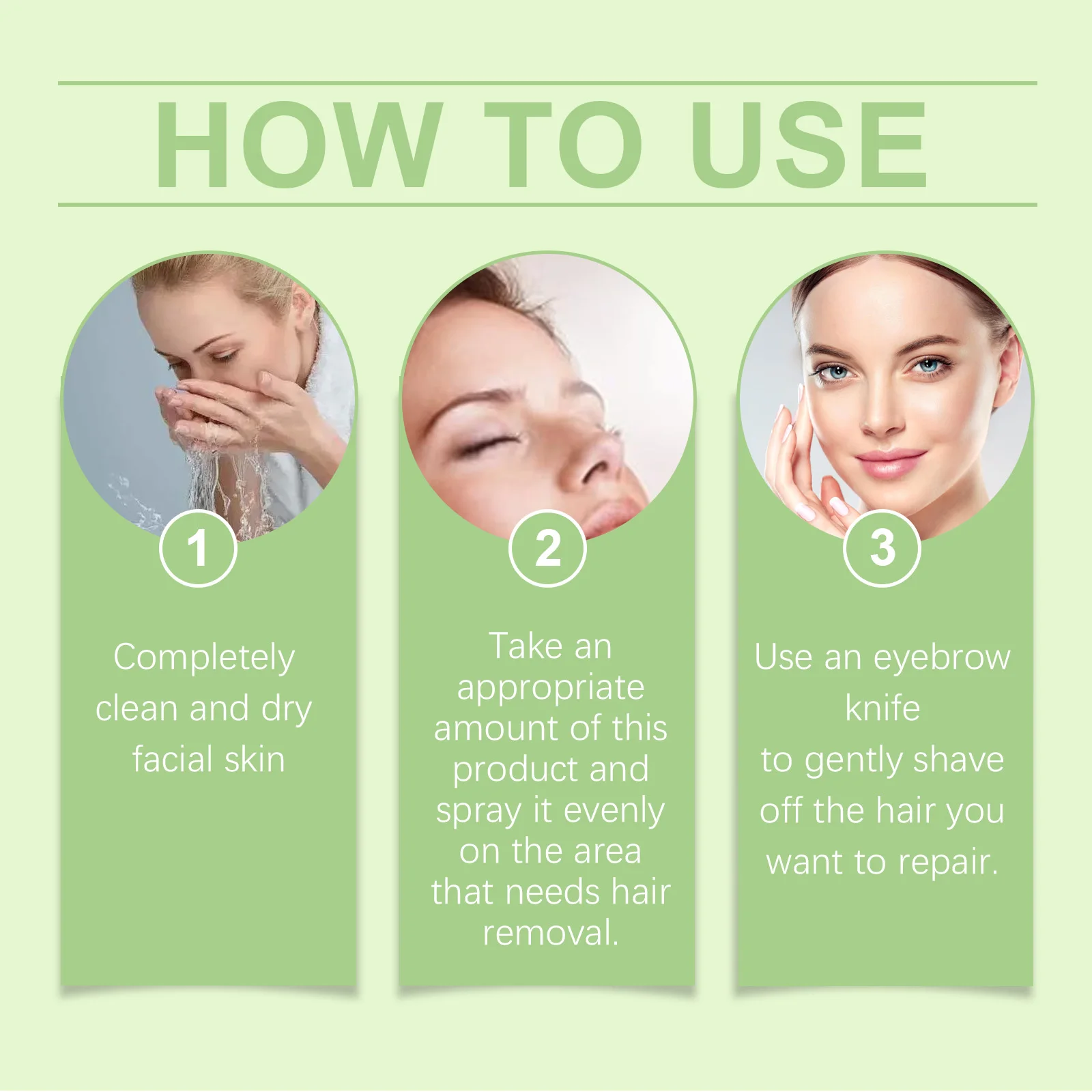 بخاخ معرف الشعر لحلاقة الوجه Dermaplaning مع ماكينة حلاقة مهدئة لإزالة الشعر بدون ألم كريم إزالة الشعر الدائم