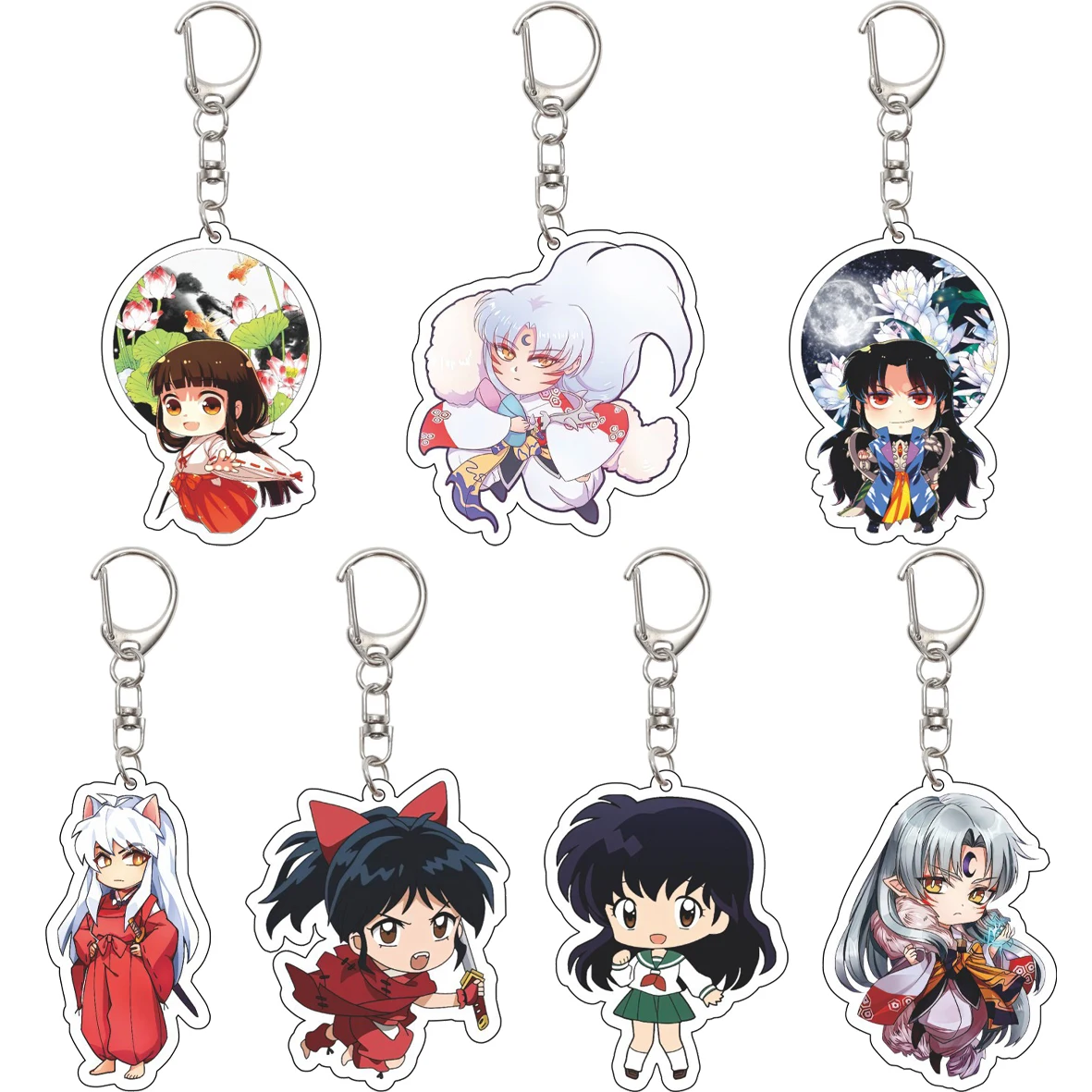 Llavero de acrílico de 55 mm con personajes de anime Inuyasha, Higurashi Kagome, Sesshoumaru, Moroha, Kikyo, Sango, Miroku, bonitos regalos de Navidad