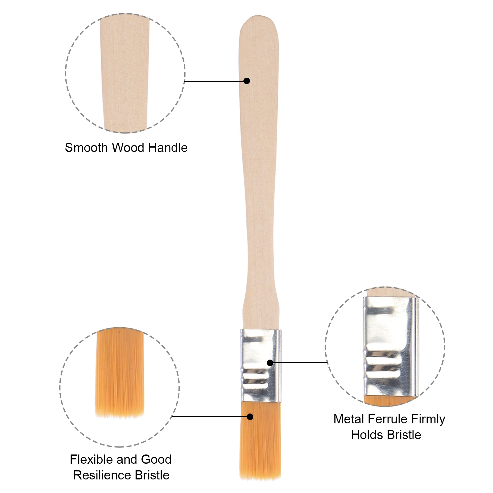 Uxcell 5 "escova de pintura 0.5" largura cerda de náilon macio com alça de madeira para a parede, armários, cercas amarelo 12 pces