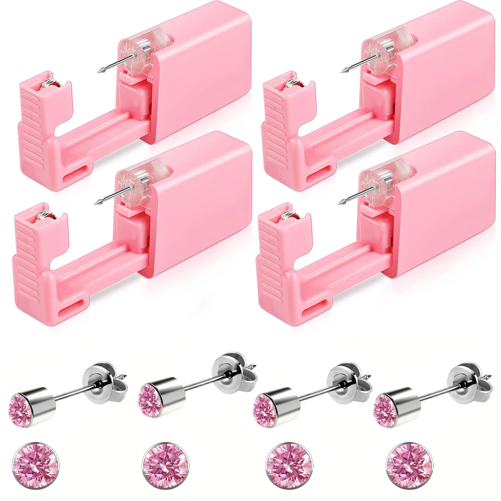Ear Piercing Gun Kit Disposable Aseptic Household Portable Ear Piercing Gun Group Ear Piercing Tools with Crystal Ear Studs