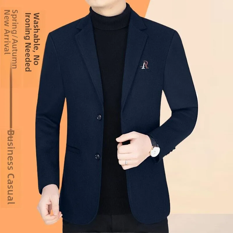 

Casual Woolen Men's Suit Jaet Midlife Single Piece Lightweight Luxury Spring Autumn New Sle Dad Clothes Top Casual Sle
