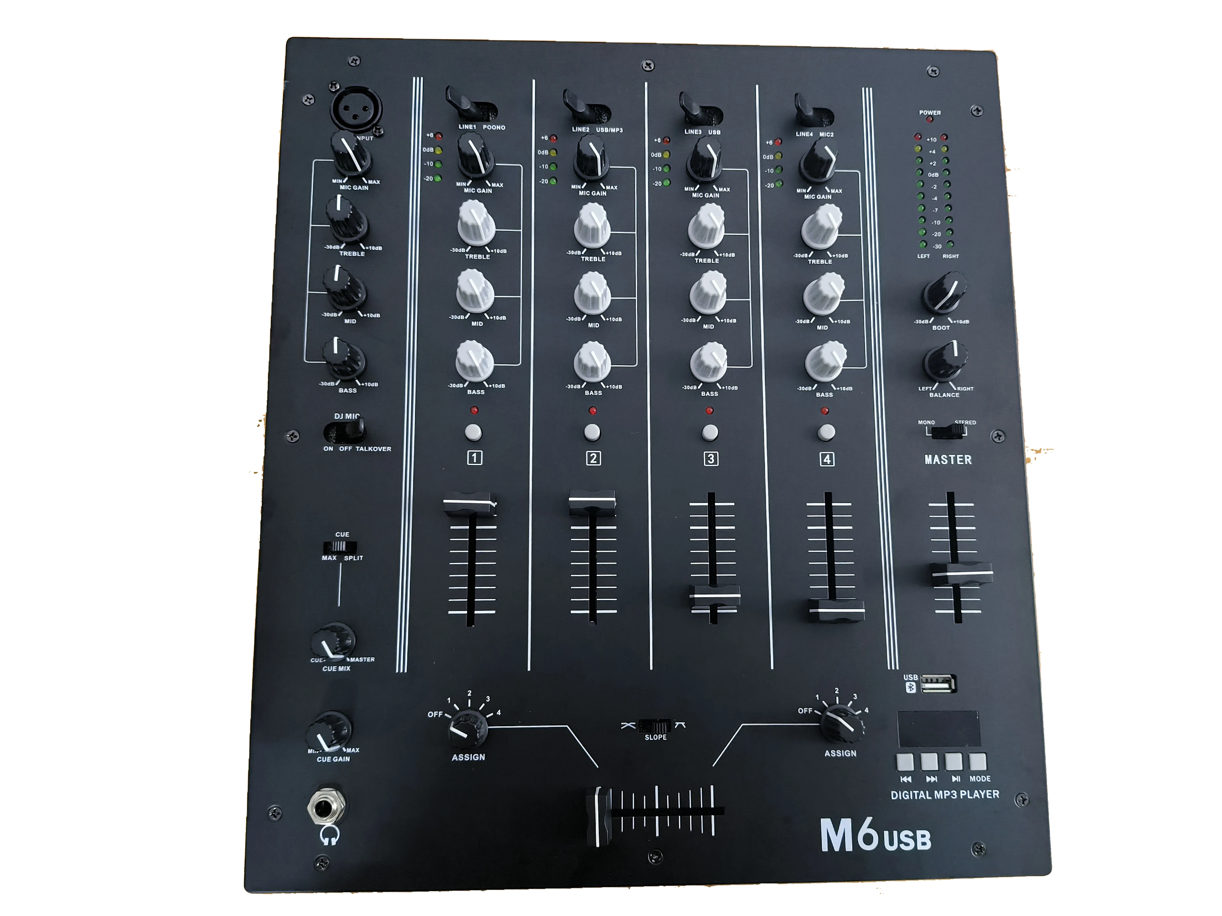 M6 Professional Audio Home Stage Performance Mixer for Dj 5 Channel Digital Sound Mixing Console 48V Phantom Power