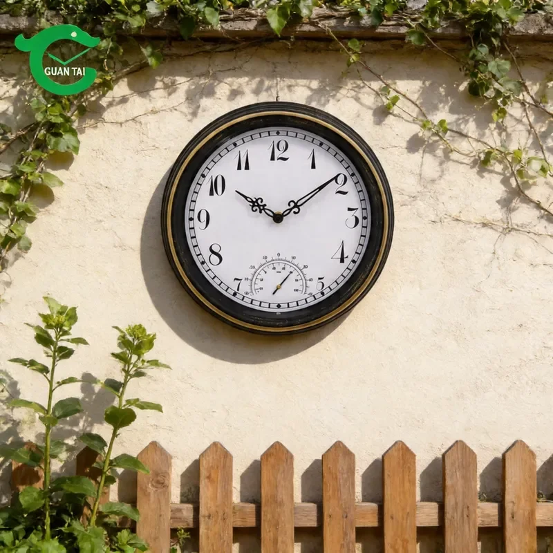 12-inch Waterproof Outdoor Garden Retro Thermometer Plastic Wall Clock for Hot-Selling Products