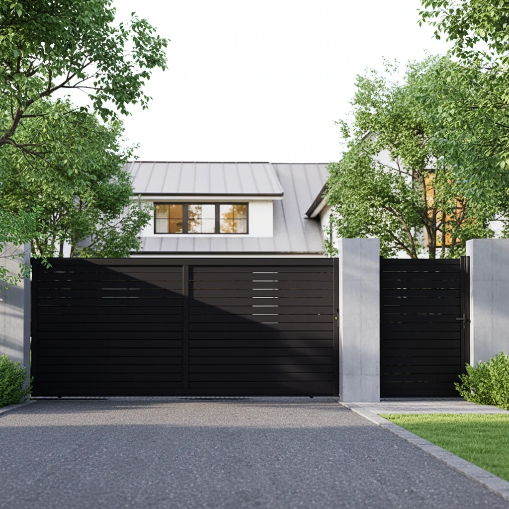 

Умные электрические раздвижные ворота из алюминия с LED-подсветкой для въезда на территорию виллы/двора