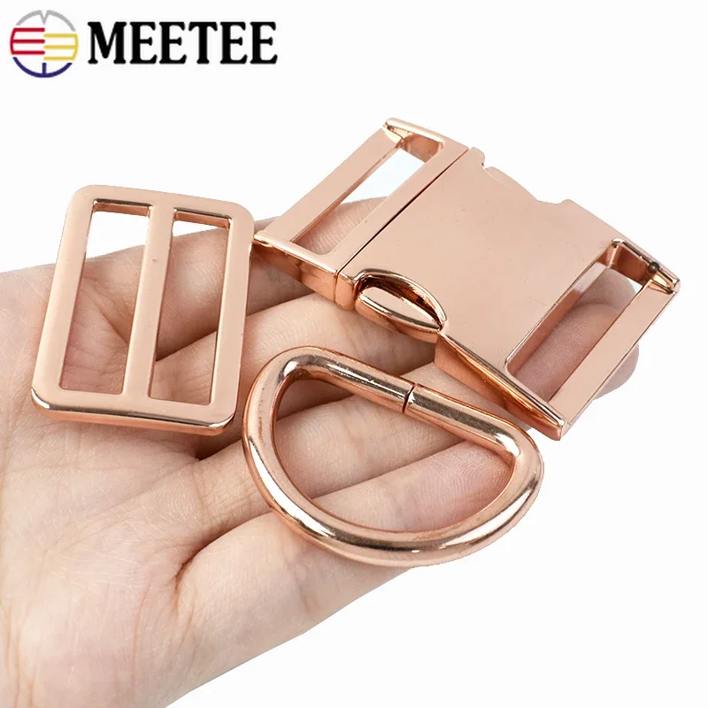 1/2Set 15-38mm Metal Backpack Strap Buckle Quick Side Release Buckles D Ring Tri Glide Slider Adjuster Clasp DIY Bag Accessories