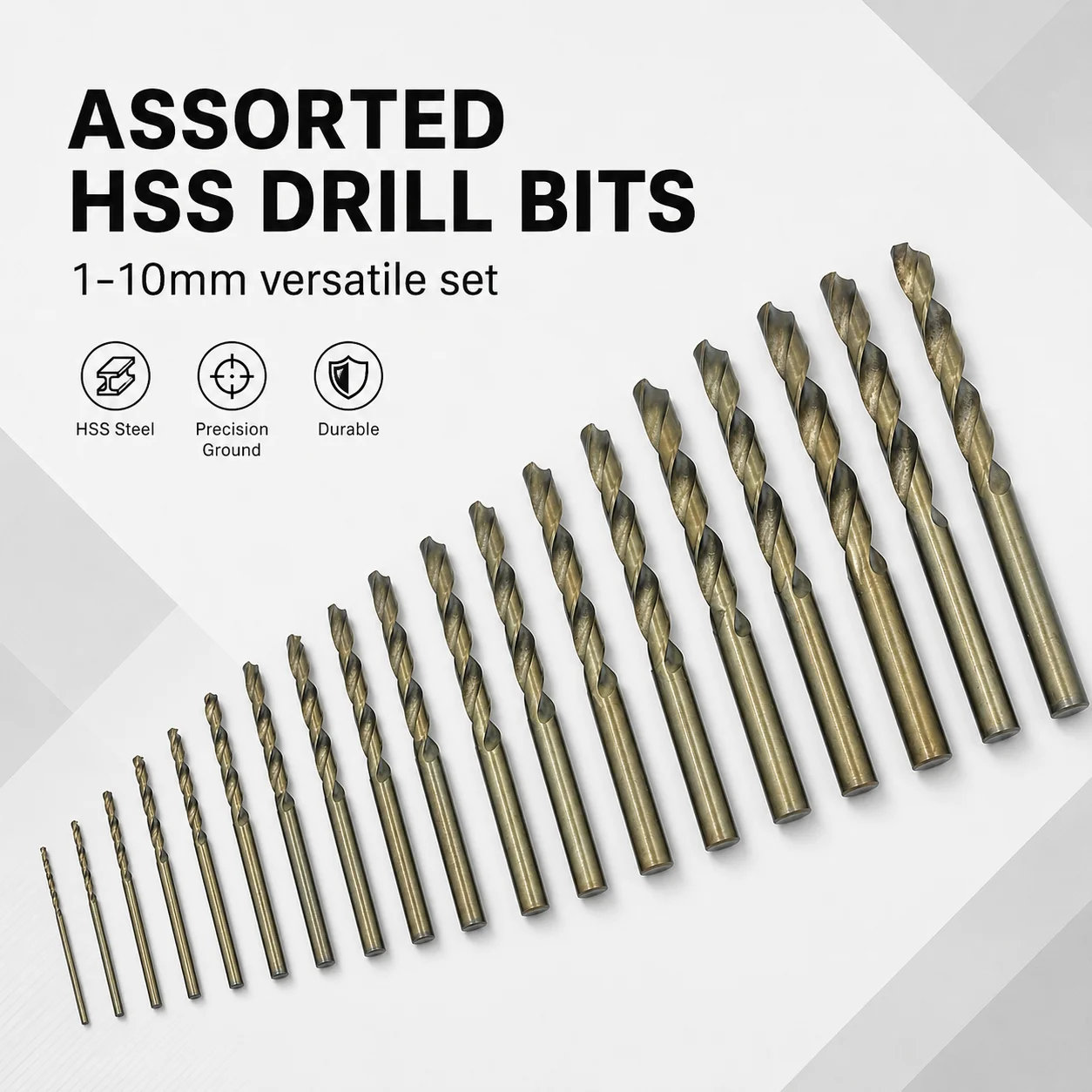 Metric HSS Titanium Drill Bits 19 Sizes 1mm-10mm Twist Drilling Kit Sharp Split Point for Aluminum Steel Wood Workshop Use