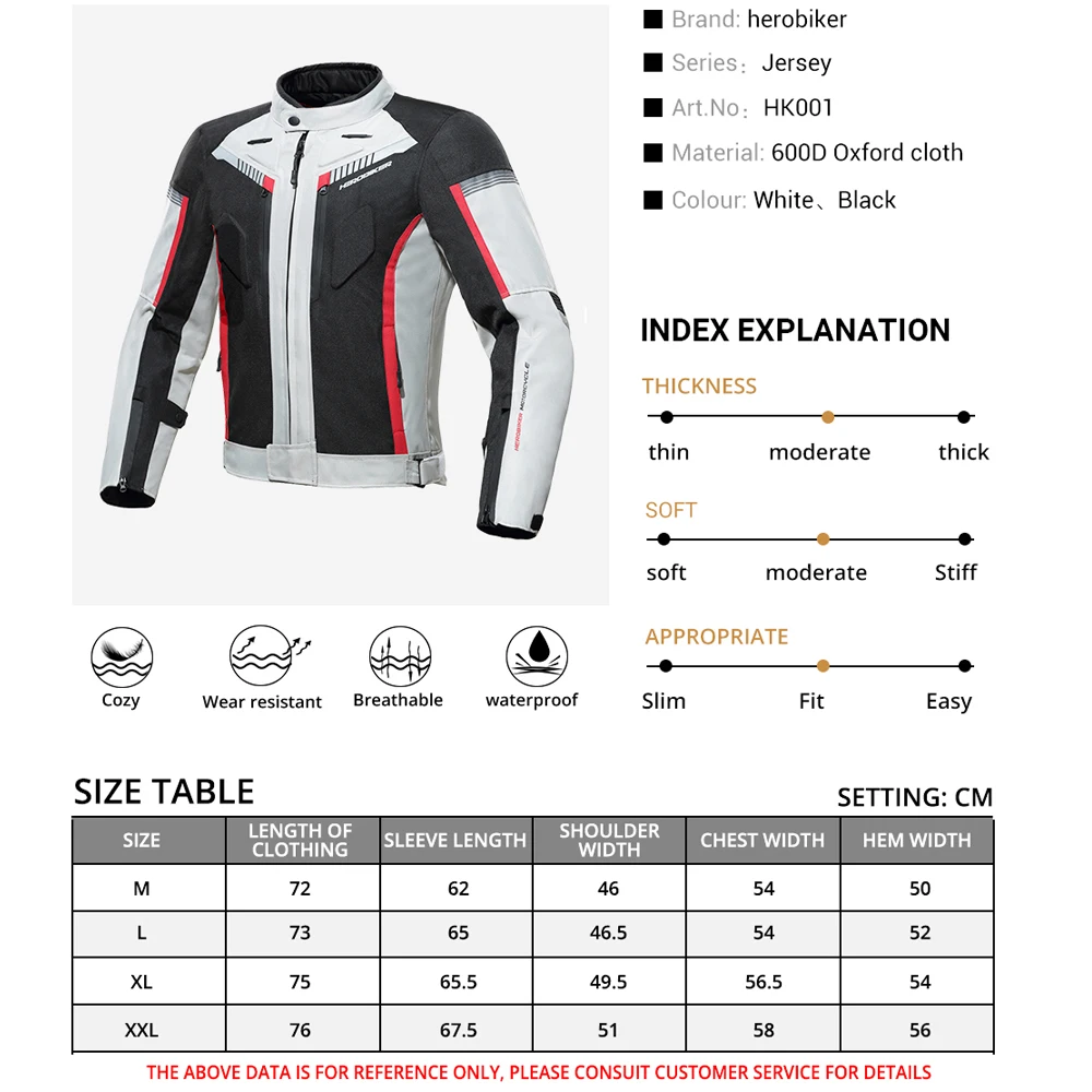 HEROBIKER Motorcycle Jacket Waterproof Motorcycle Suit Racing Jacket Protections Motocross Jacket With Detachable Biker Jacket