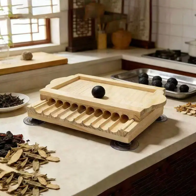 Wooden Sesame Ball & Dumpling Maker Board, Multi-purpose Manual Round Ball Mold for Home Kitchen DIY