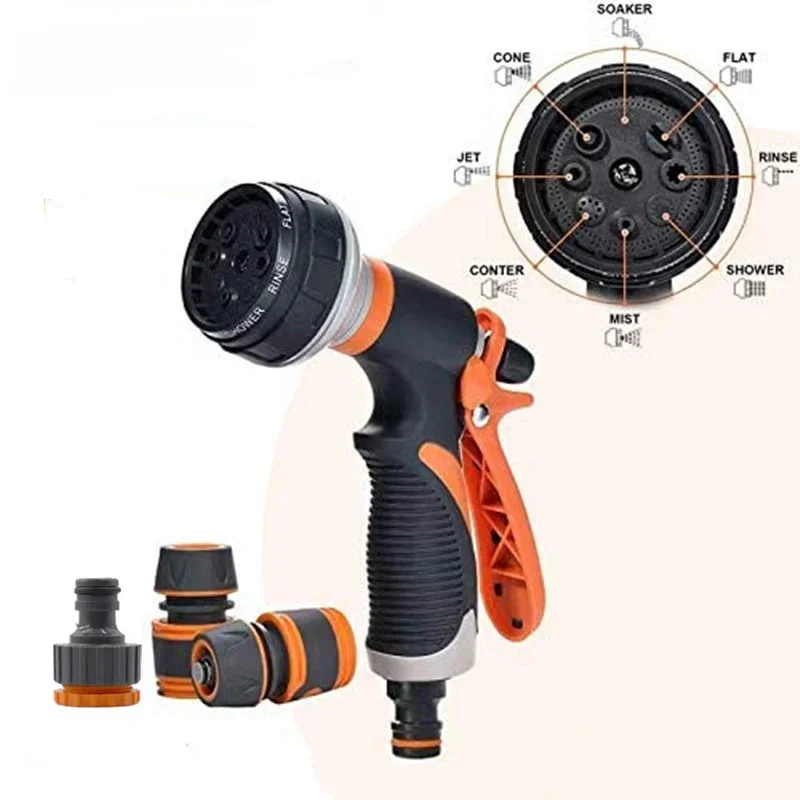 Durable 8-Function Car Wash Water Gun Set Garden Tools High-Pressure Water Gun Garden Irrigation