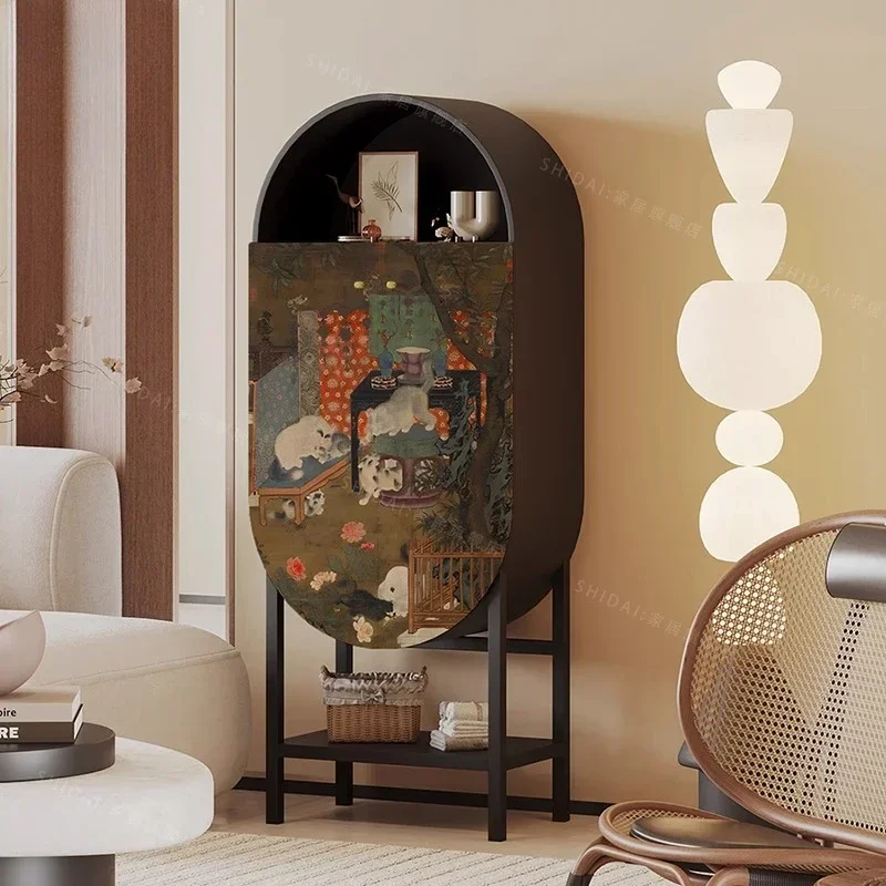 

French retro dining side cabinet wine cabinet living room wall storage storage integrated cabinet locker