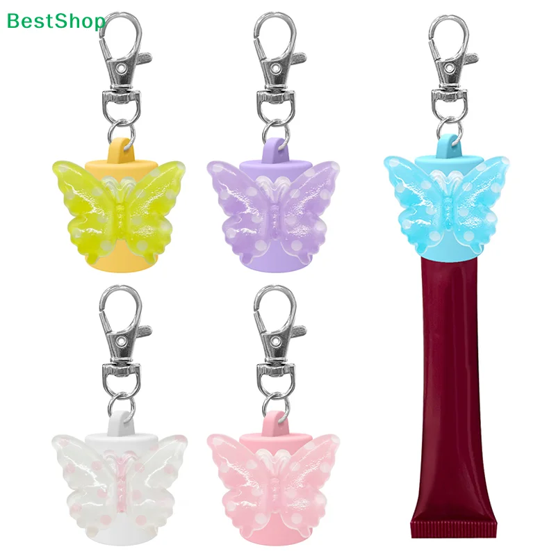 ♥Cute Butterfly Keychain Hand Sanitizer Holder - Portable Travel Keychain Cap for Lipgloss and Balm