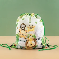 Jungle Animals Print Storage Bags Baby Clothing Kids Toys Organizer Drawstring Candy Bags Custom Logo Picture Kids' Backpack