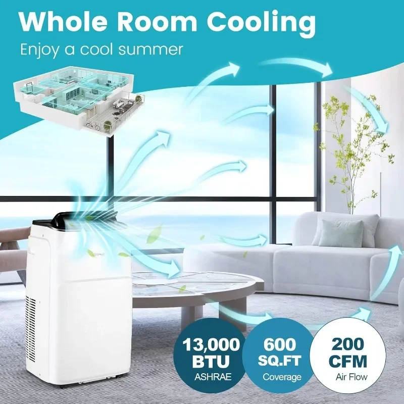 COSTWAY 13,000 BTU Portable Air Conditioner, Smart WiFi Enabled AC with App & Voice Control, with Cool, Fan, Heat & Dehumidifier