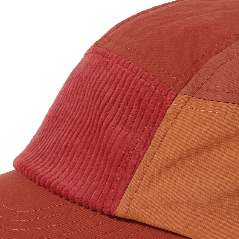 Japan South Korea Street Baseball Cap Tooling Five-Leaf Color Matching Corduroy Stitching Peaked Caps Winter Sunshade Hat