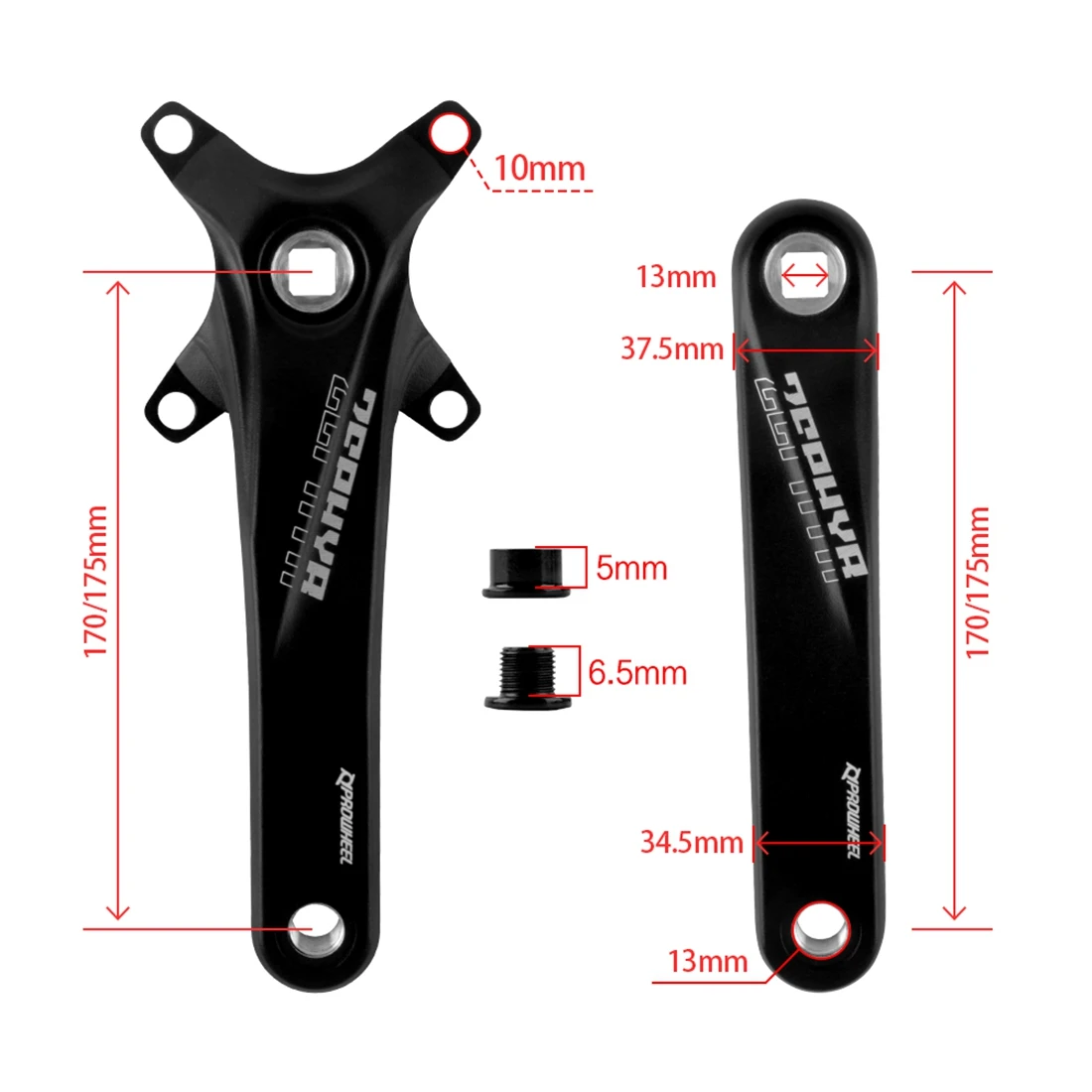 Prowheel Square Hole MTB Kurbel 170 175mm Mountainbike Kurbelarm 104BCD Kettenblatt 8 9 10 11 12 Gang Fahrradteile – Detail 4