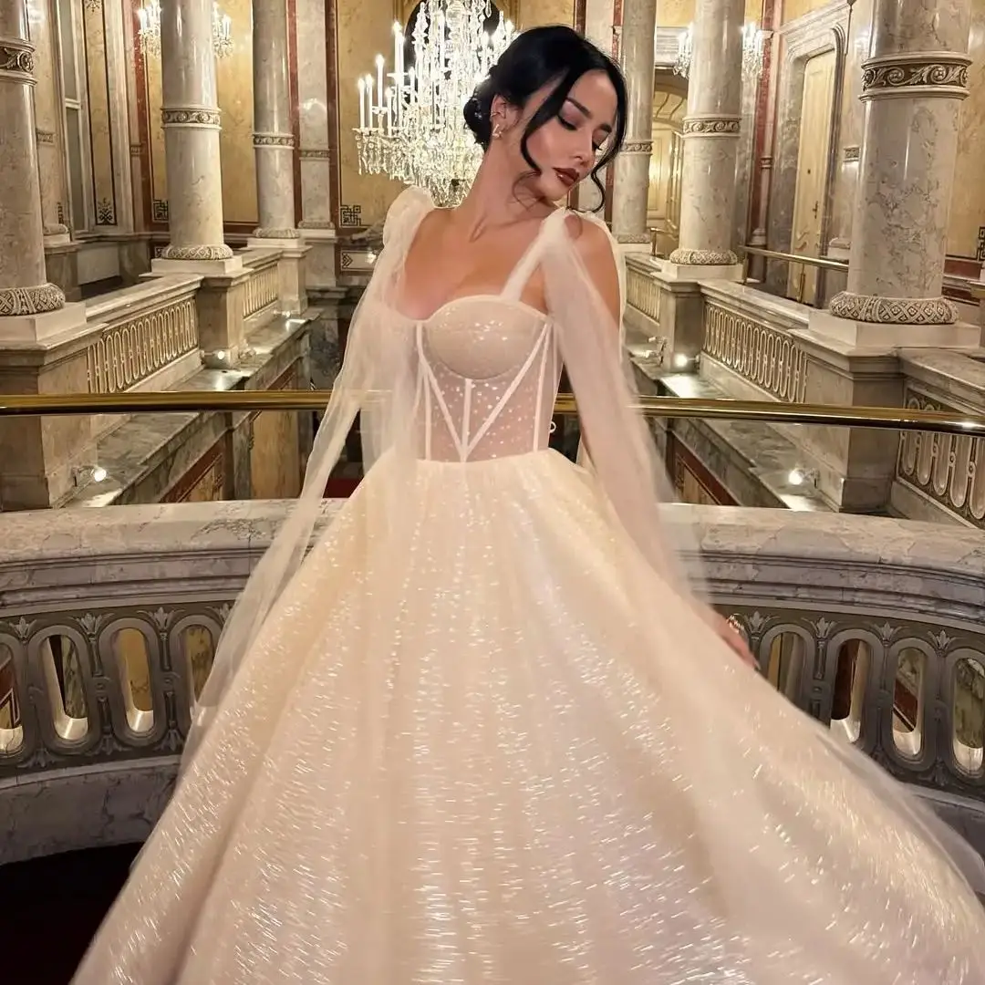 

Ofherown блестящие платья для выпускного вечера цвета слоновой кости трапециевидной формы на бретельках платье для выпускного вечера невесты длиной до щиколотки с блестками свадебные платья Vestidos De Noches