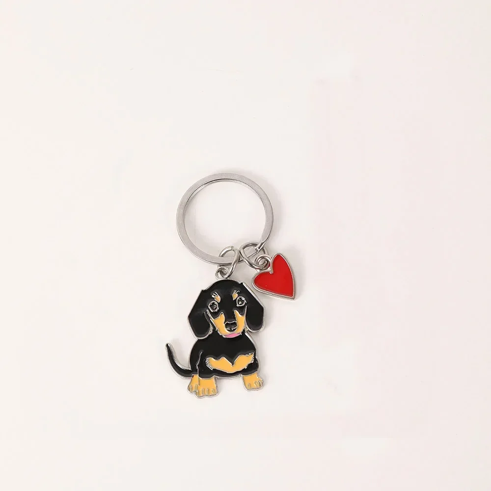 Creative red heart sausage Dog Keychain Key Ring Holder Bag Charm Accessory For Women men