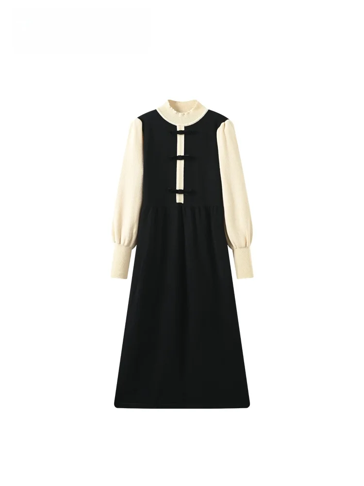 

Повседневное вязаное платье большого размера, женское осеннее ленивое платье из двух предметов с высокой талией, длинный узл све, высокий Ne