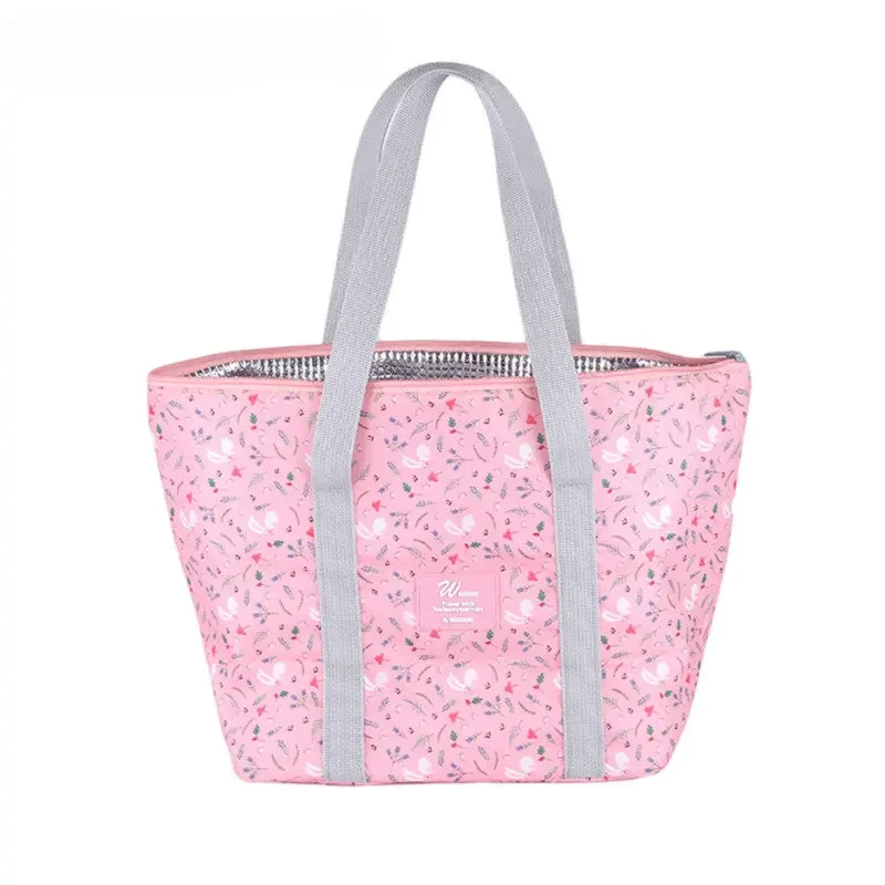 Lunchtasche mit Blumendruck für Kinder, wärmeisolierte Lunchtasche für Frauen und Mädchen, tragbare Tragetasche, Kühler, isolierte Lunchtasche