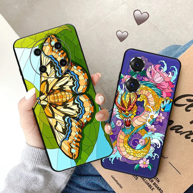 Ultra Thin Soft Phone Case For Honor X8 X7 X9 b X6 70 90 Magic5 Pro 8x Pixel 8 7 6 a Hourglass Phoenix Loong Dragon Matte Cover