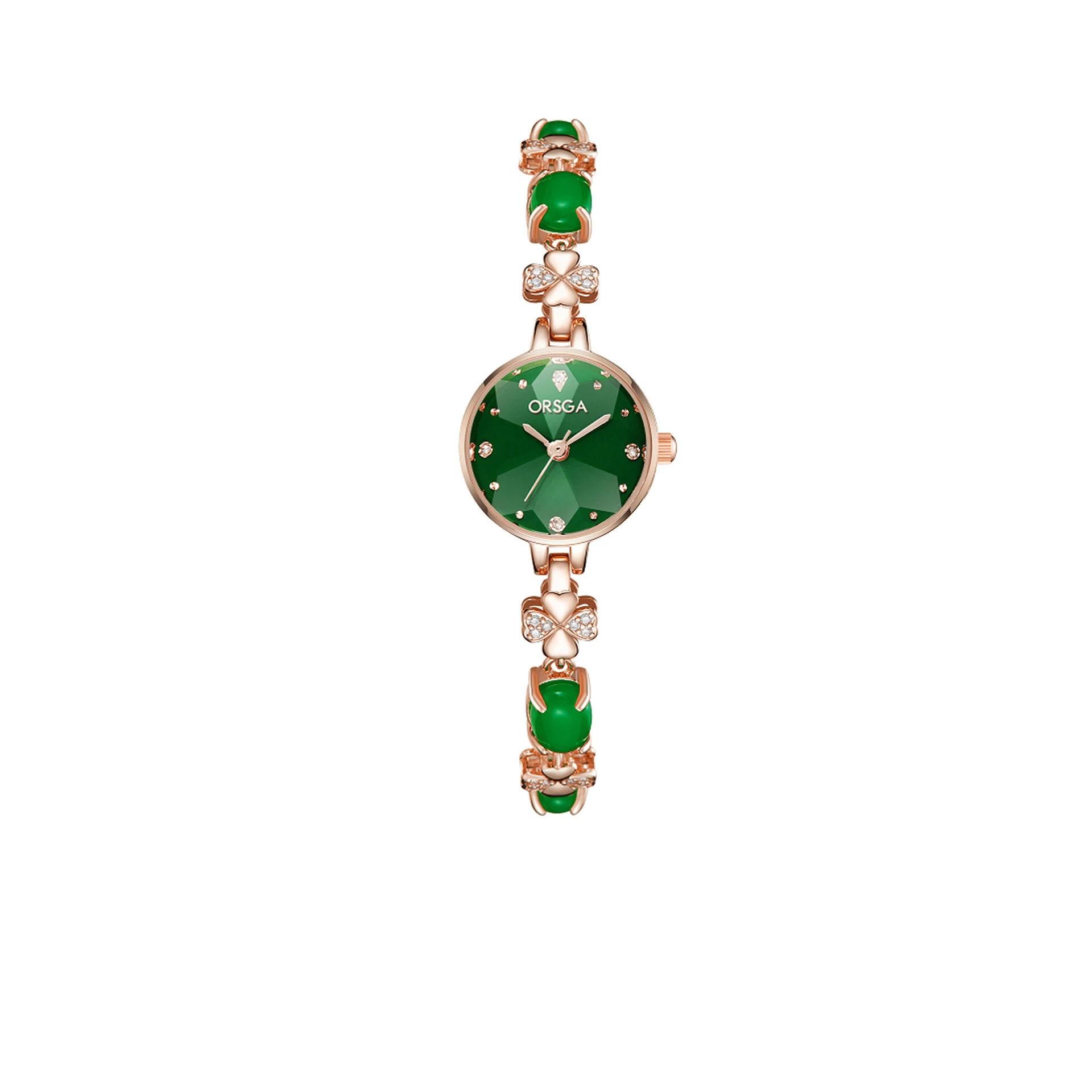 Orologio al quarzo da donna in giada verde impermeabile, compatto, orologio da polso di lusso orologio da polso alla moda ed elegante V54