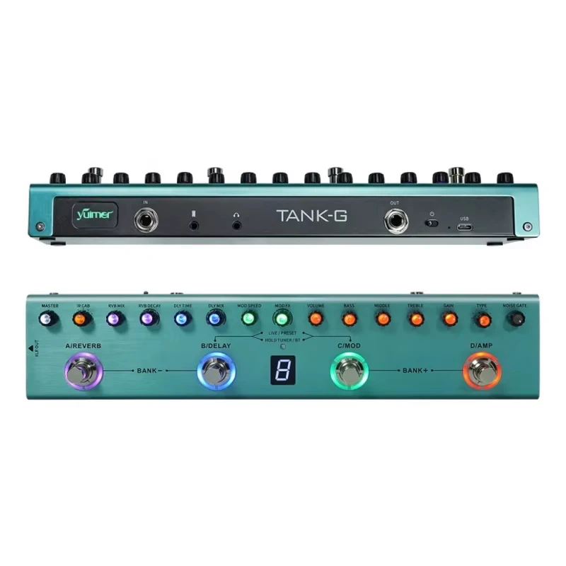 M-VAVE Tank-G Guitar Multi-Effects Pedal Processor with IR Cab 36 Presets Rechargeable Battery for Electric Bass Acoustic