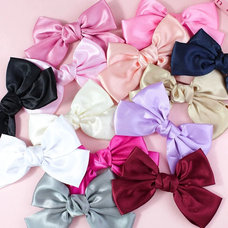 

12 шт., заколки для волос с атласным бантом, аксессуары для волос для девочек, детские банты для волос, заколки с бантом, детские заколки с бантом, набор ленточных бантов