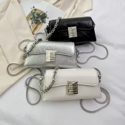 2024 new summer popular France chain crossbody bag shoulder bag simple fashionable  tote  solid color small square bag