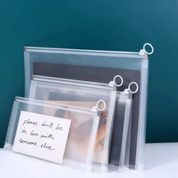 Stationery Storage Pouch Transparent Document Bag A4 A5 A6 Desk Office File Holder School Folder Zipper Pouch Loop Pull Organize