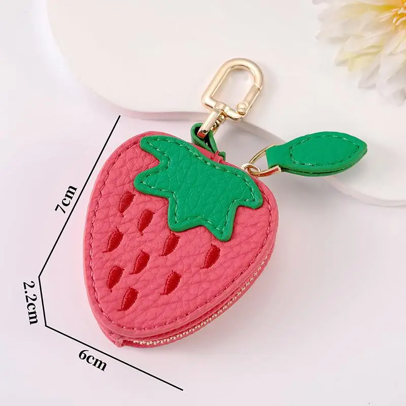 1 Stück Blaubeer-Design Frucht-Charm Münzbörse Niedlicher PU-Leder Anhänger Schlüsselanhänger Kopfhörer-Tasche Mini-Aufbewahrungstasche – Detail 16