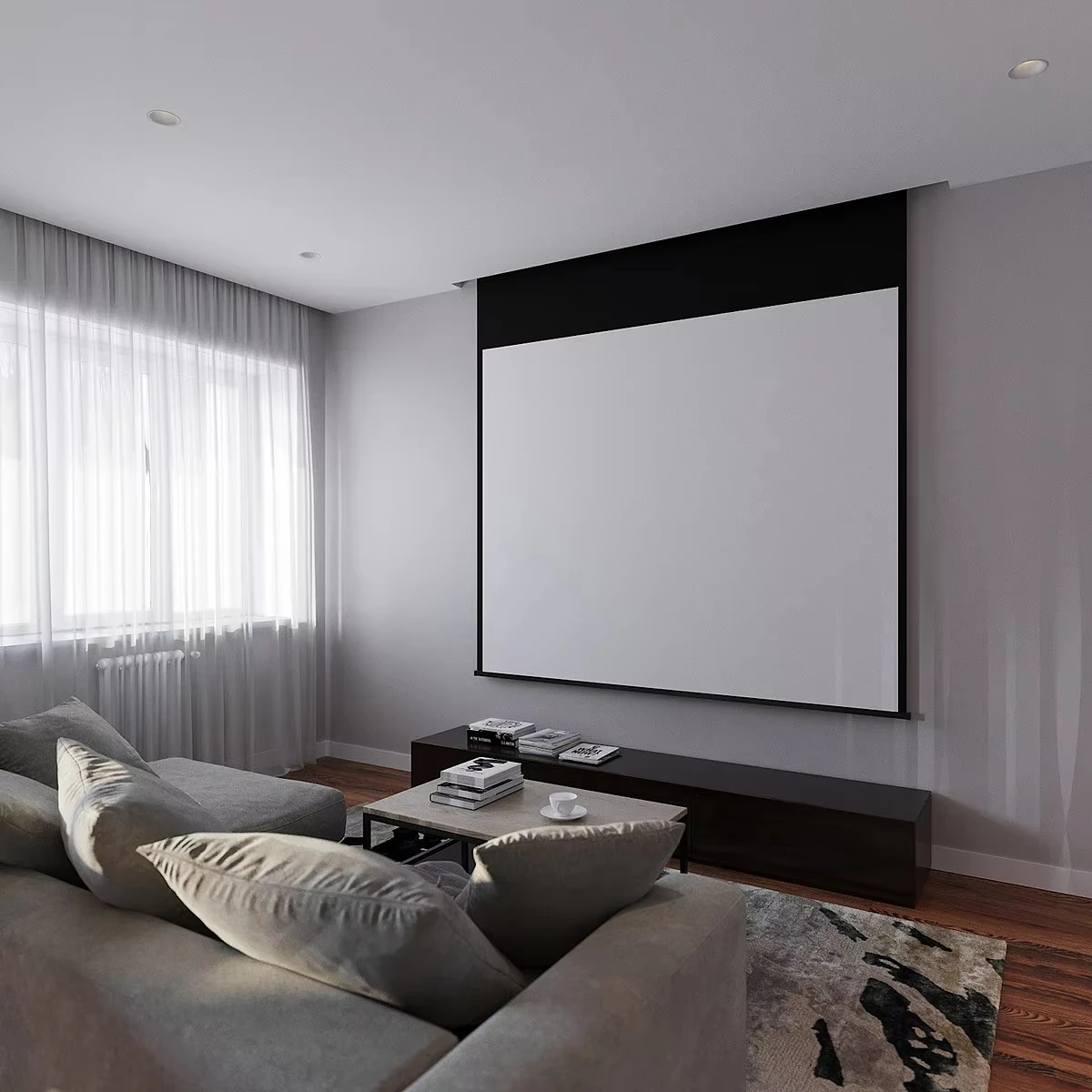 100'' 120''150''200''High Quality Electric Projector Screen / Wall & Ceiling Mounted Motorized Projection Screen For Home Cinema