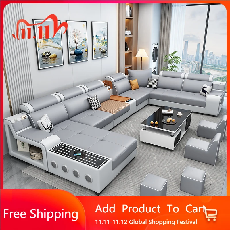 

Designer Modern Sofa Luxury Leather Center Seater Sectional Sofa Waterproof Extandeble Women Woonkamer Banken Unique Furniture