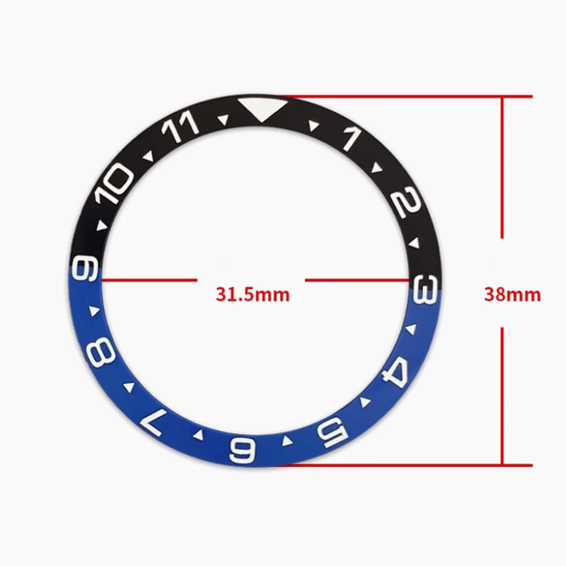 38mm*31.5mm Flat Fashion Ceramic Watch Bezel Insert Fits Seiko SKX007 SKX009 SRPD Watch Cases NH35 NH36 Movement Watch Parts