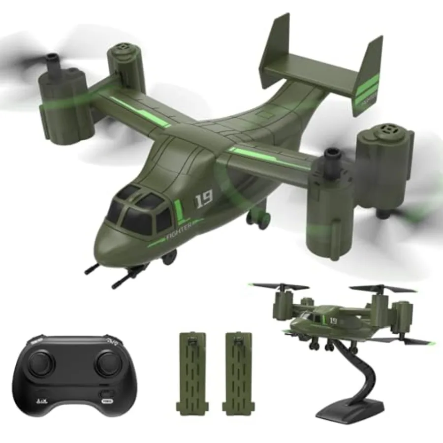 LM19-A RC Drone for outdoor flying, ABS plastic body, green color, 2 included batteries for extended flight time