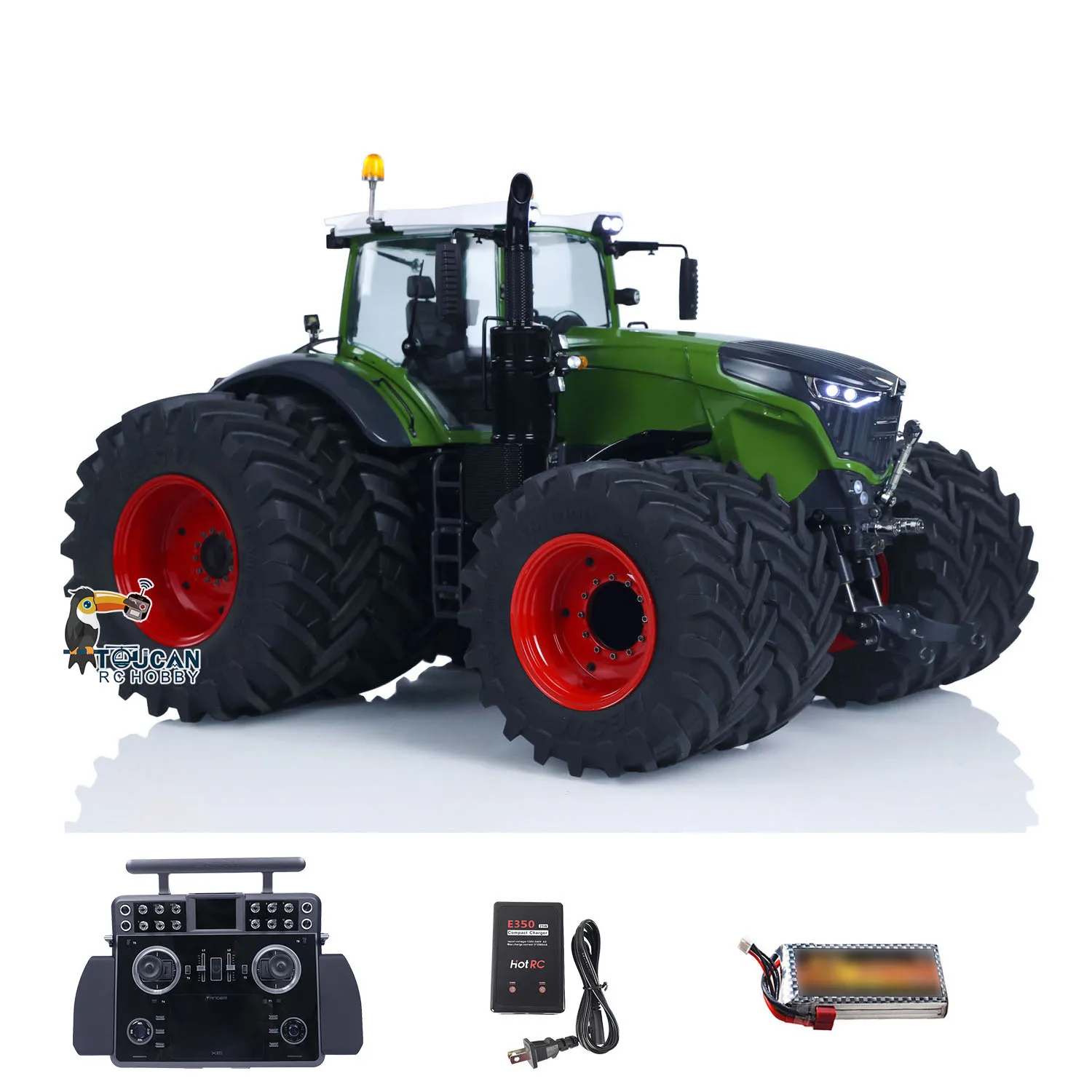 New Double Wheel 1/14 LESU 4x4 AOUE 1050 Metal Hydraulic RC Tractor Frsky XE Lite Smoke New Agricultural Car Truck Toys Vehicles