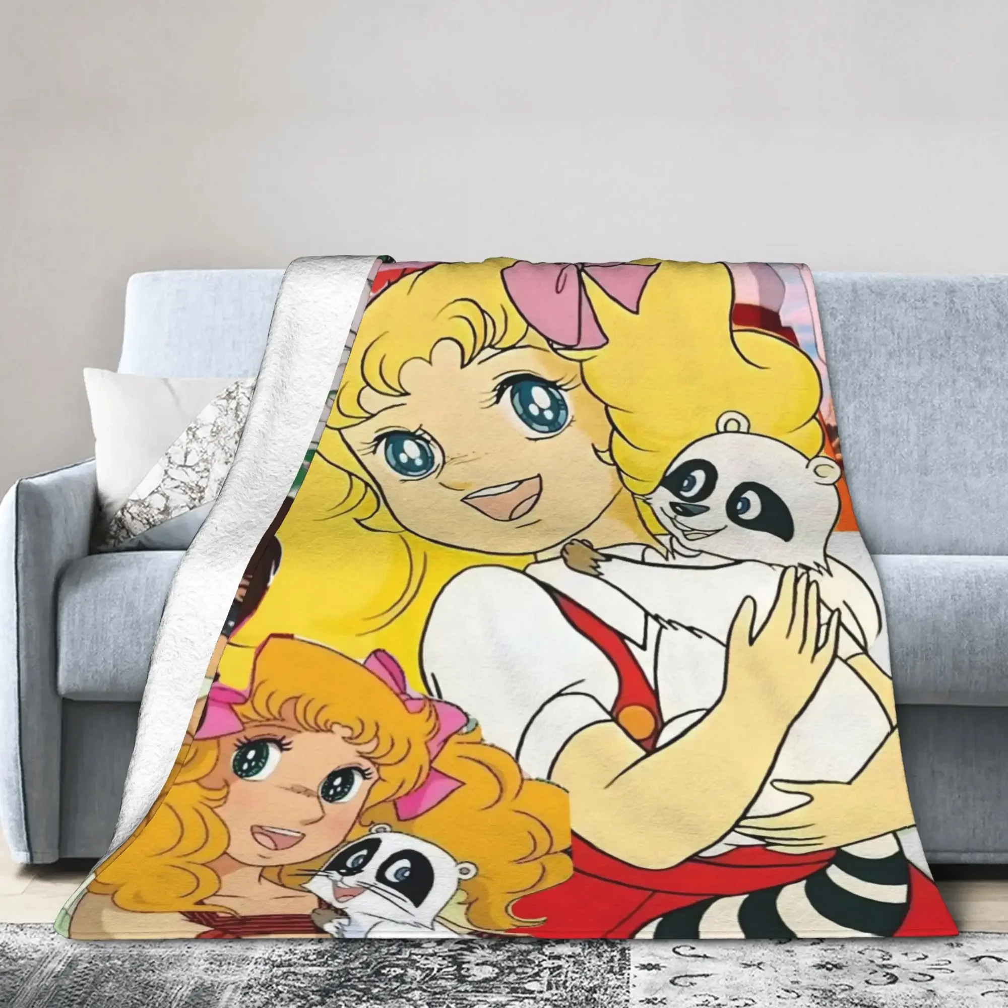 

Candy Candy Japanese Cute Girl Fleece Throw Blanket Anime Manga Bedroom Knitted Blanket Office Lightweight Thin Multifunction