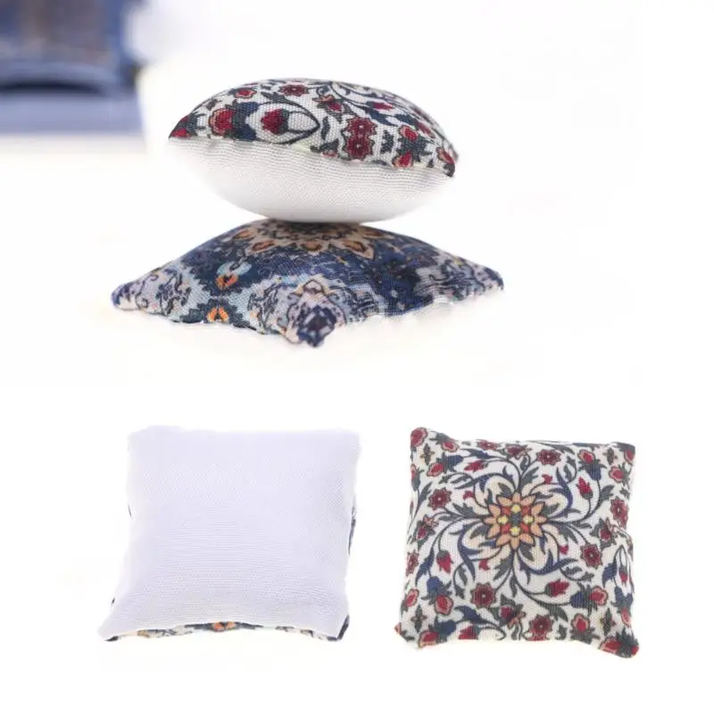 2 stuks poppenhuis miniatuur bohemien kussen kussens model 1/12 mini slaapbank bed decor meubels speelgoed accessoires-speelgoed