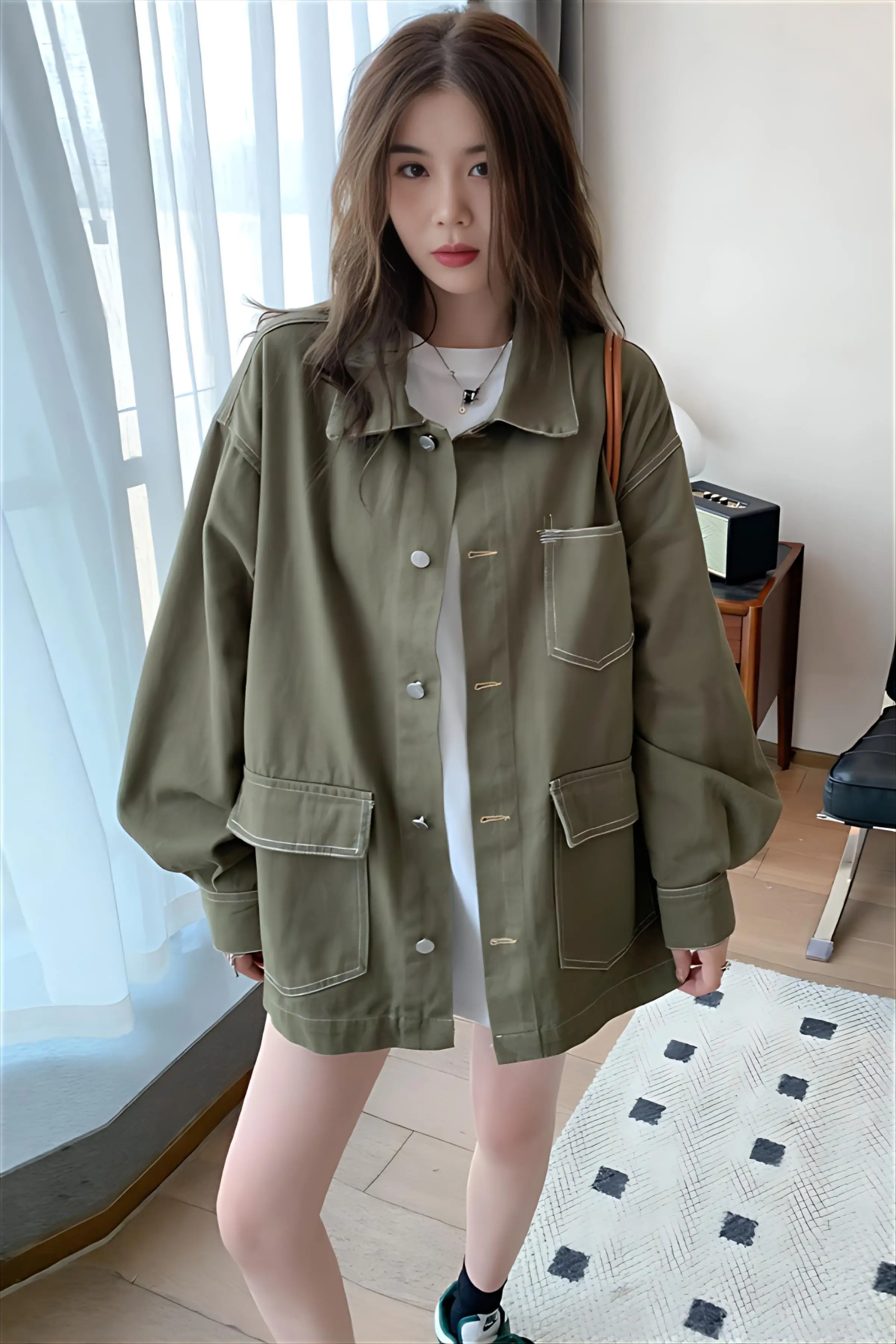 

Джинсовое пальто женское осеннее уютное шерстяное пальто на пуговицах для отдыха с зубцами облегающие темпераментные куртки в стиле пэчворк с аппликацией