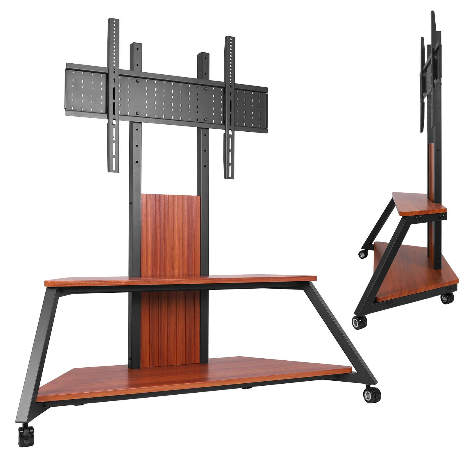 

Мобильная подставка для телевизоров с диагональю от 60 до 100 дюймов, до 100 кг, с полкой для ноутбука, напольная, на колесиках, регулируемая по высоте, с фиксируемыми колесами