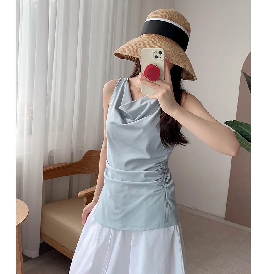 

Ele Slim Fit Vest Summer Cool Sensation Svel Women's Faion Commute Sle Pure Color Moisture ng Thin