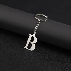 Alphabet pendant keychain, 26 initial letters, capital letters in English, metal keychain, surname initials, double pendant 10 Main Sales Keychain Lyrics - №8
