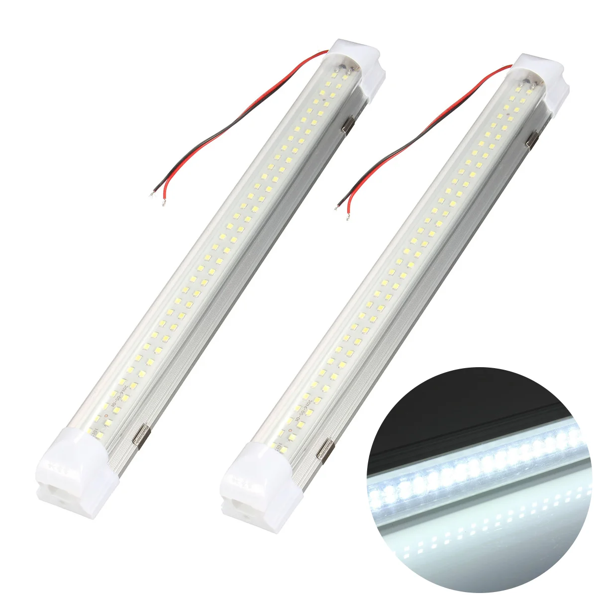 

2pcs 12V 72 LED White Car Interior LED Light Strip Bar Lamp with On/Off for Van Bus Caravan Lorry Camper Boat