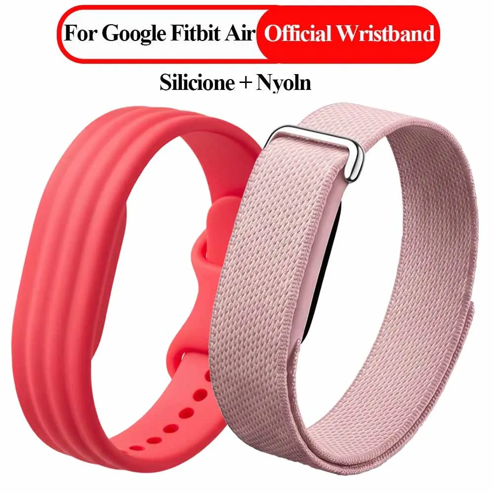 Offizielles Nylon+Silikon-Schlaufenarmband für Google Fitbit Air. Bequemes, atmungsaktives Armband für Google Fitbit Air. Verstellbare Correa