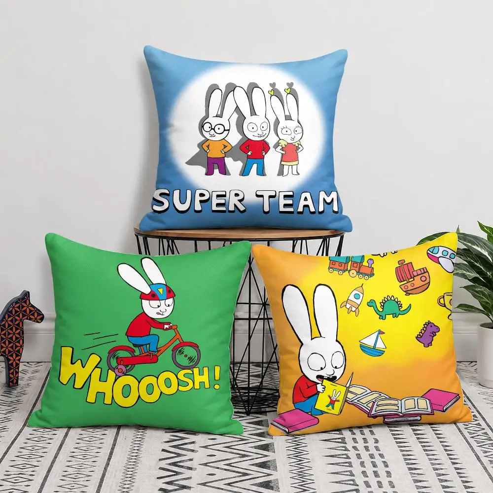 S-Simon Super Rabbit Cushion Cover Silky Short Plush Invisible Zipper Dustproof Sofa Pillow Case For Home Decor