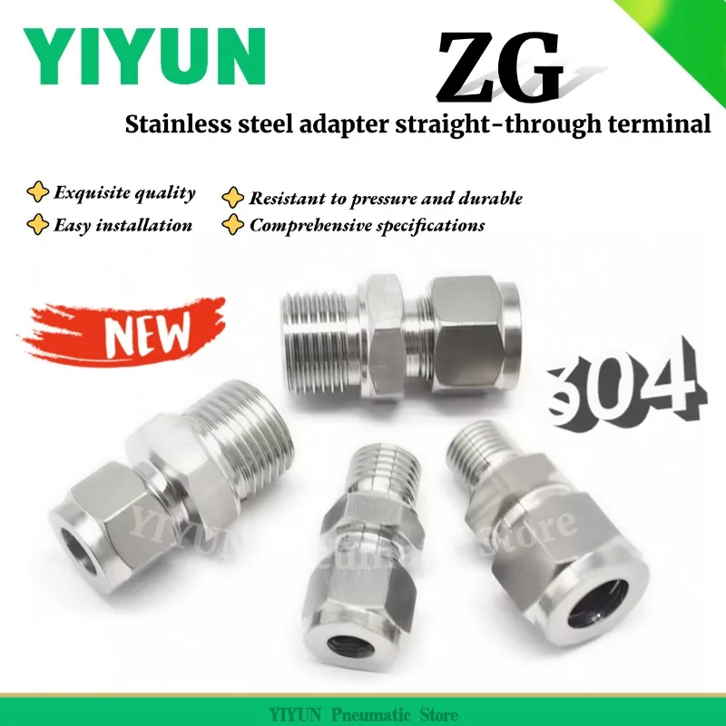 

20pcs 304 Stainless steel adapter straight-through terminal straight connector ZG1/2-φ14 φ18 φ20 φ22 φ25 ZG series YIYUN