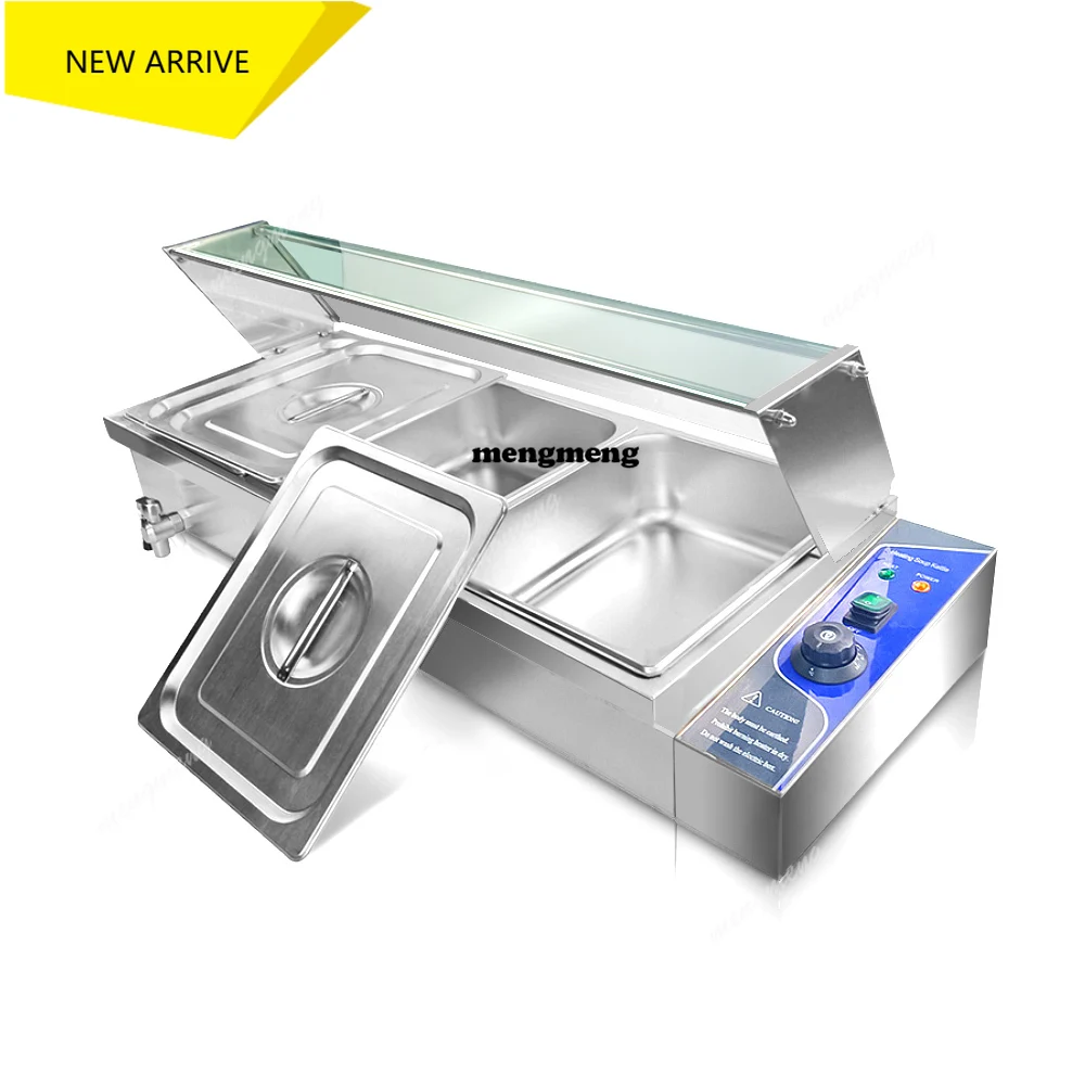 Best Promotion 3 Pans Fast Food Equipment Electric Stainless Steel Bain Marie Food Warmer With Glass Cover