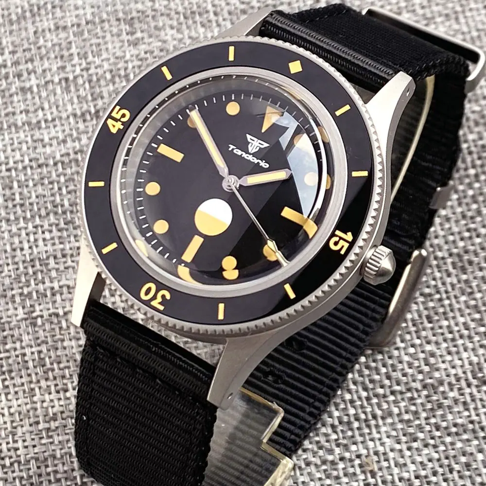 Tandorio 50-Fathoms NH35A Taucheruhr, Blase, Saphirglas, nicht strahlend, Vintage, wasserdichte Armbanduhr, 120 Klickslünette, Stahl 5