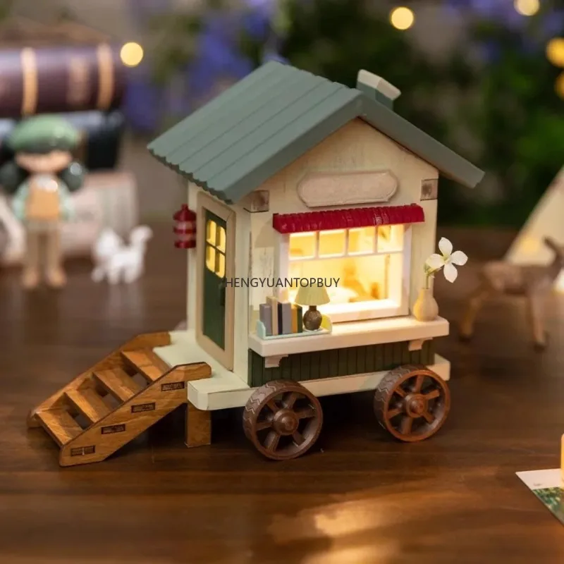 A Ying wooden house figure to stabilize emotions  ornament