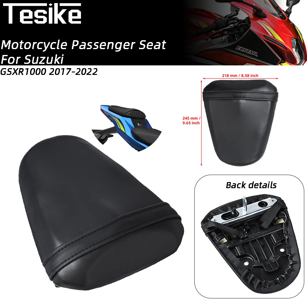 Motorcycle Rear Seat Pillion Passenger Seat Assy For Suzuki GSXR1000 2017-2022 Black Rear Pad Seat Abrasion-resistant waterproof